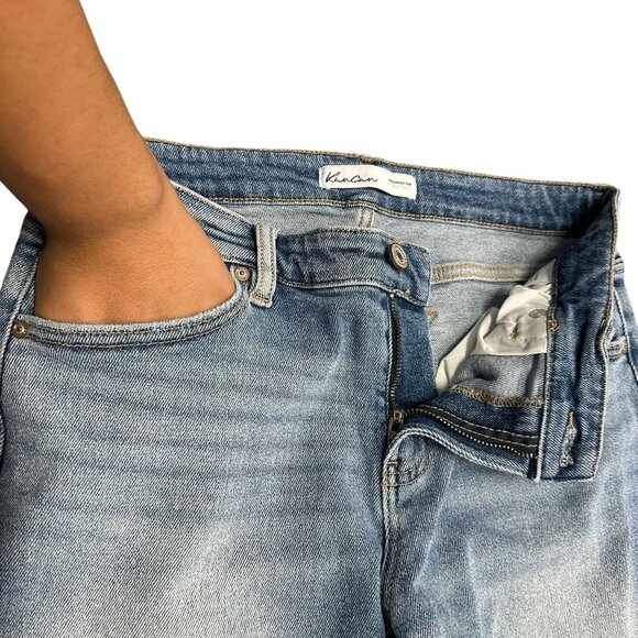 KanCan Women 26 Light Wash Blue Ankle Jeans Stretch Straight Mid RIse Ripped Hem - Picture 5 of 16